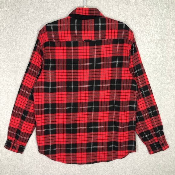 Rainforest Flannel Shirt Mens Small‎ Red Black Plaid Cotton Brushed Heavyweight - Picture 8 of 9